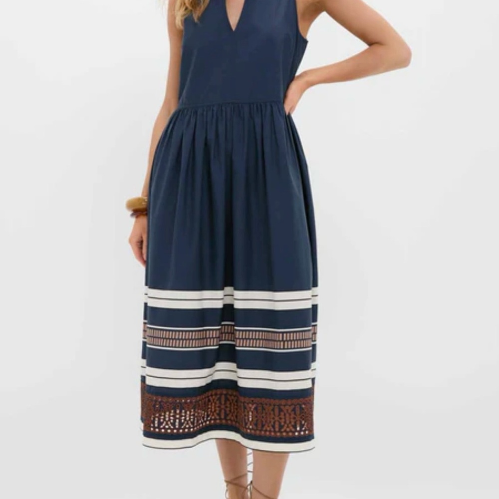 Tuckernuck Navy and White Midi Dress